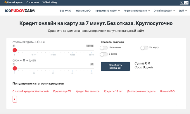 Про сервіс 100pudovzaim